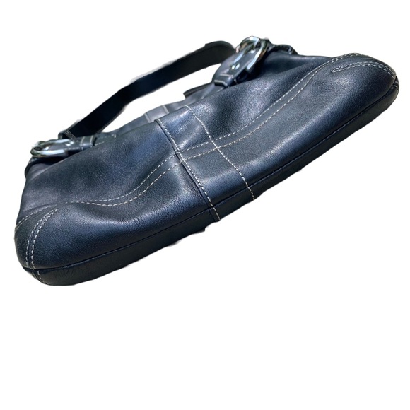 Coach Purse Black Leather 1453 Soho Slim Duffle Shoulder Bag Handbag Hobo - Picture 8 of 9